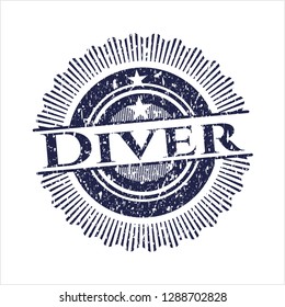 Blue Diver distress rubber seal with grunge texture