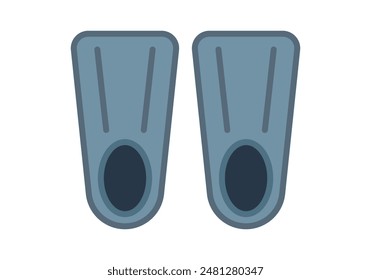 Blue diver fins on white background