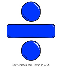 Icono de división azul Ilustración matemática Dibujado a mano Vector aislado