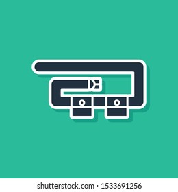 Blue Diving belt icon isolated on green background. Scuba gear. Diving underwater equipment.  Vector Illustration