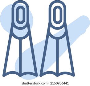 Aletas de buceo azules, ilustración, vector sobre un fondo blanco.