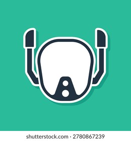 Blue Diving mask icon isolated on green background. Extreme sport. Diving underwater equipment.  Vector