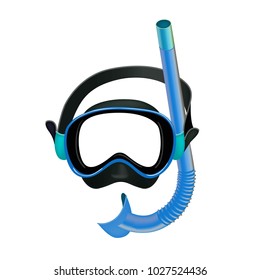 Blue diving mask, diving tube, swimming equipment, snorkeling