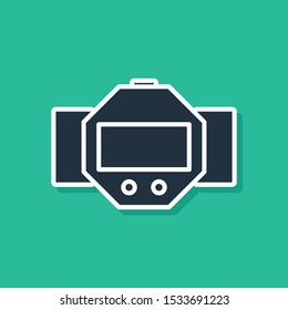 Blue Diving watch icon isolated on green background. Diving underwater equipment.  Vector Illustration