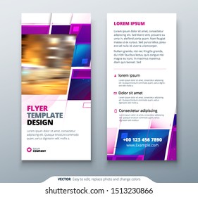 Blue DL Flyer design with square shapes, corporate business template for dl flyer. Creative concept flyer or banner layout.