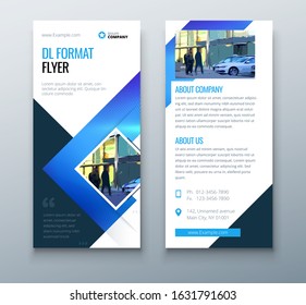 Blue DL Flyer design with square shapes, corporate business template for dl flyer. Creative concept flyer or banner layout. Set - GB075.