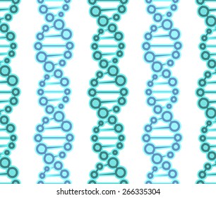 Blue DNA chain on a white background. Seamless pattern.