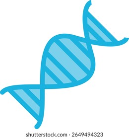 Blue DNA double helix with curved strands and connecting base pairs, depicted in a clean, minimalist style to represent genetics, biology, and molecular science.