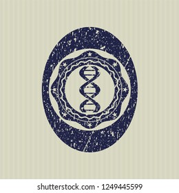 Blue dna icon inside grunge seal