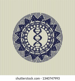 Blue dna icon inside grunge stamp