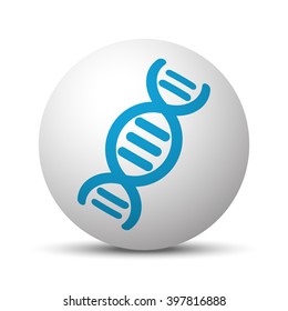 Blue Dna icon on sphere on white background