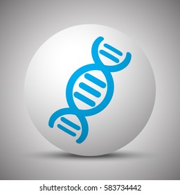 Blue Dna icon on white sphere