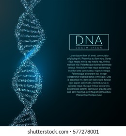 Blue DNA Sequence Glitter Shiny Vector Illustration. Science Molecule Structure Backgroundbackground. Vector Eps10.