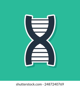 Blue DNA symbol icon isolated on green background.  Vector