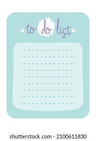 blue to do list with decorative hearts