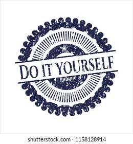 Blue Do it yourself distressed rubber seal with grunge texture