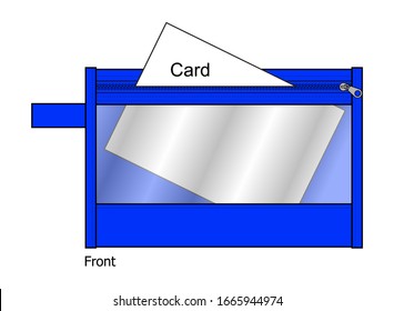 Blue Document Bag With Plastic Transparent Vector For Template.