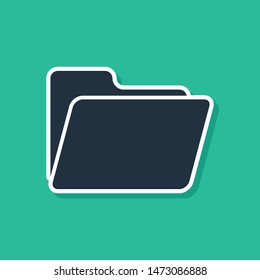 Blue Document folder icon isolated on green background. Accounting binder symbol. Bookkeeping management.  Vector Illustration