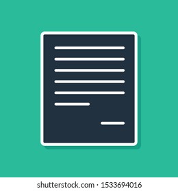 Blue Document icon isolated on green background. File icon. Checklist icon. Business concept.  Vector Illustration