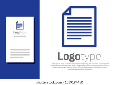 Blue Document icon isolated on white background. File icon. Checklist icon. Business concept. Logo design template element. Vector Illustration