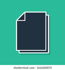Blue Document icon isolated on green background. File icon. Checklist icon. Business concept.  Vector Illustration