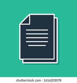Blue Document icon isolated on green background. File icon. Checklist icon. Business concept.  Vector Illustration
