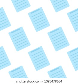 Blue Document Icon seamless pattern.  Blue symbol on a white background. 