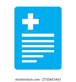 A blue document icon with a white cross and lines representing text