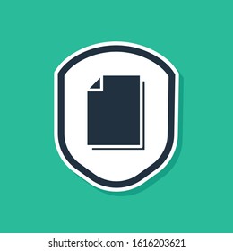 Blue Document protection concept icon isolated on green background. Confidential information and privacy idea, secure, guard, shield.  Vector Illustration