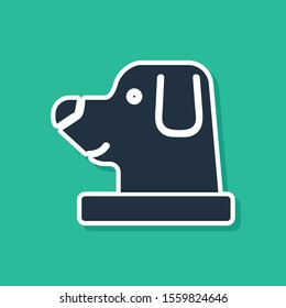 Blue Dog in astronaut helmet icon isolated on green background.  Vector Illustration