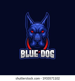 Blue Dog E-sports Logo Mascot Template