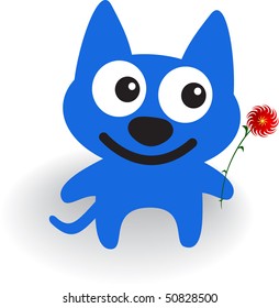Blue dog with flower