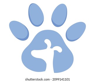 blue dog footprint with dog shape