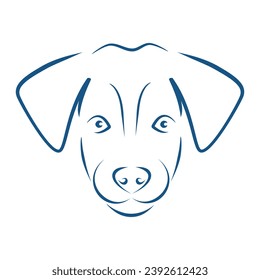 Blue dog head logo isolated on white background. Minimalist lines drawing. Animal logo concept