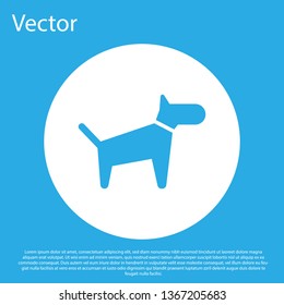 Blue Dog icon isolated on blue background. White circle button. Vector Illustration