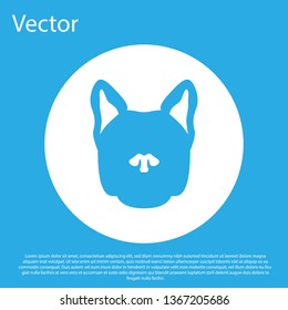 Blue Dog icon isolated on blue background. White circle button. Vector Illustration