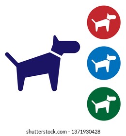 Blue Dog icon isolated on white background. Set color icon in circle buttons. Vector Illustration