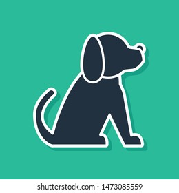 Blue Dog icon isolated on green background.  Vector Illustration