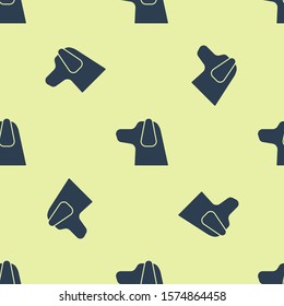 Blue Dog icon isolated seamless pattern on yellow background.  Vector Illustration