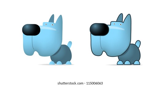 Blue dog, illustration on white