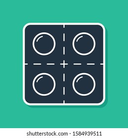Blue Dog and pills icon isolated on green background. Prescription medicine for animal.  Vector Illustration