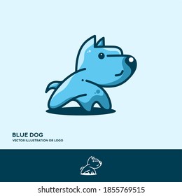 Blue dog, simple line style vector illustration logo template