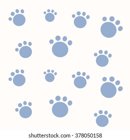 blue dog tracks on a light background, vector