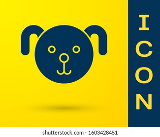 Blue Dog zodiac sign icon isolated on yellow background. Astrological horoscope collection.  Vector Illustration