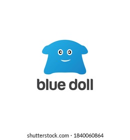 Blue Doll Logo Vector Design Cute