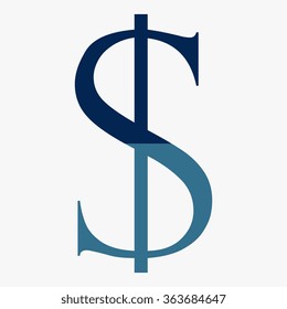 Blue Dollars sign icon. USD currency symbol. Money label