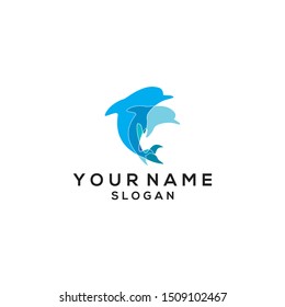 blue dolphin art logo vector design