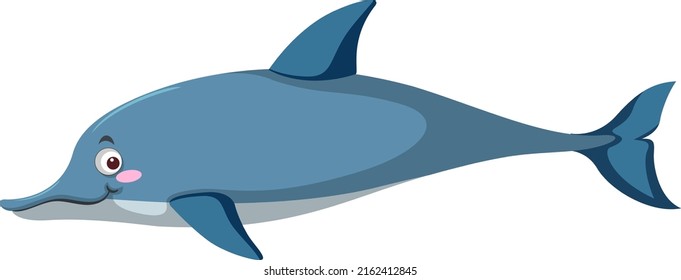 Blue dolphin in cartoon style illustration