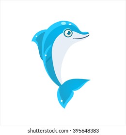 Carácter Delfín Azul Icono De Vector De Colorido Plano Aislado En Fondo Blanco