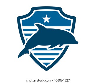 blue dolphin emblem fauna aquatic nautical marine life image icon logo